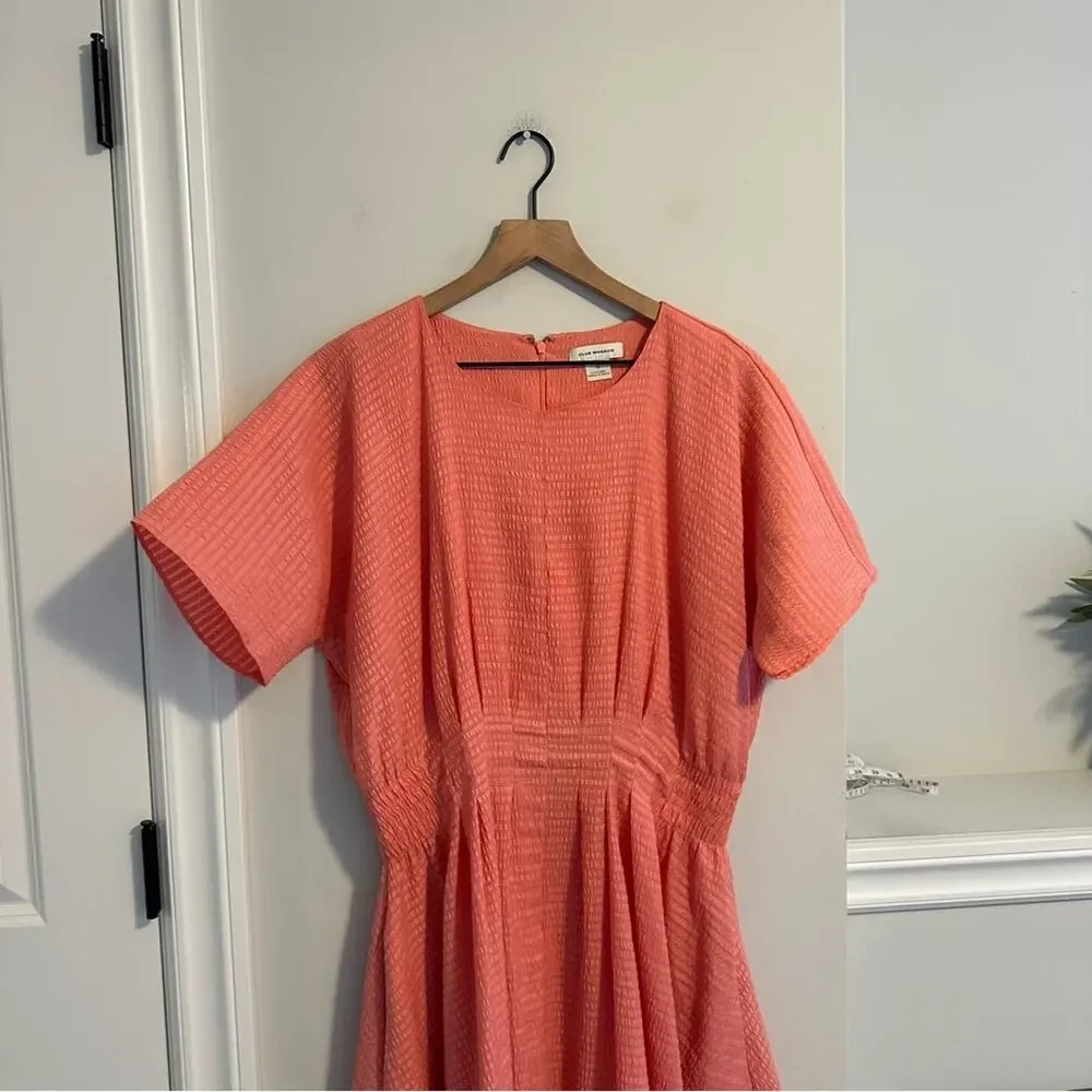 Club Monaco Pink Seersucker Short Sleeve Maxi Dress 12 - Picture 14 of 14